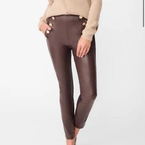 J. McLaughlin Frick Vegan Leather Pants Brown Size 8